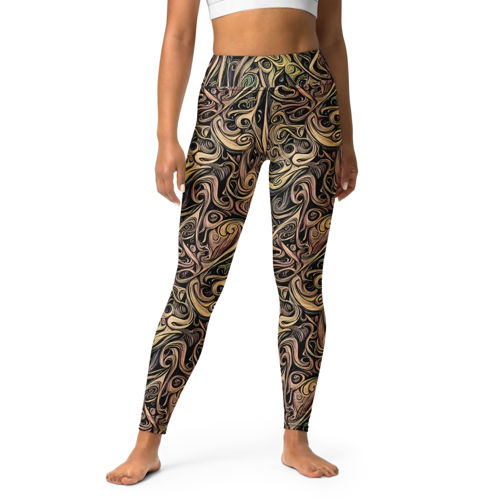 Gilded Whirl on Yoga Leggings — Front