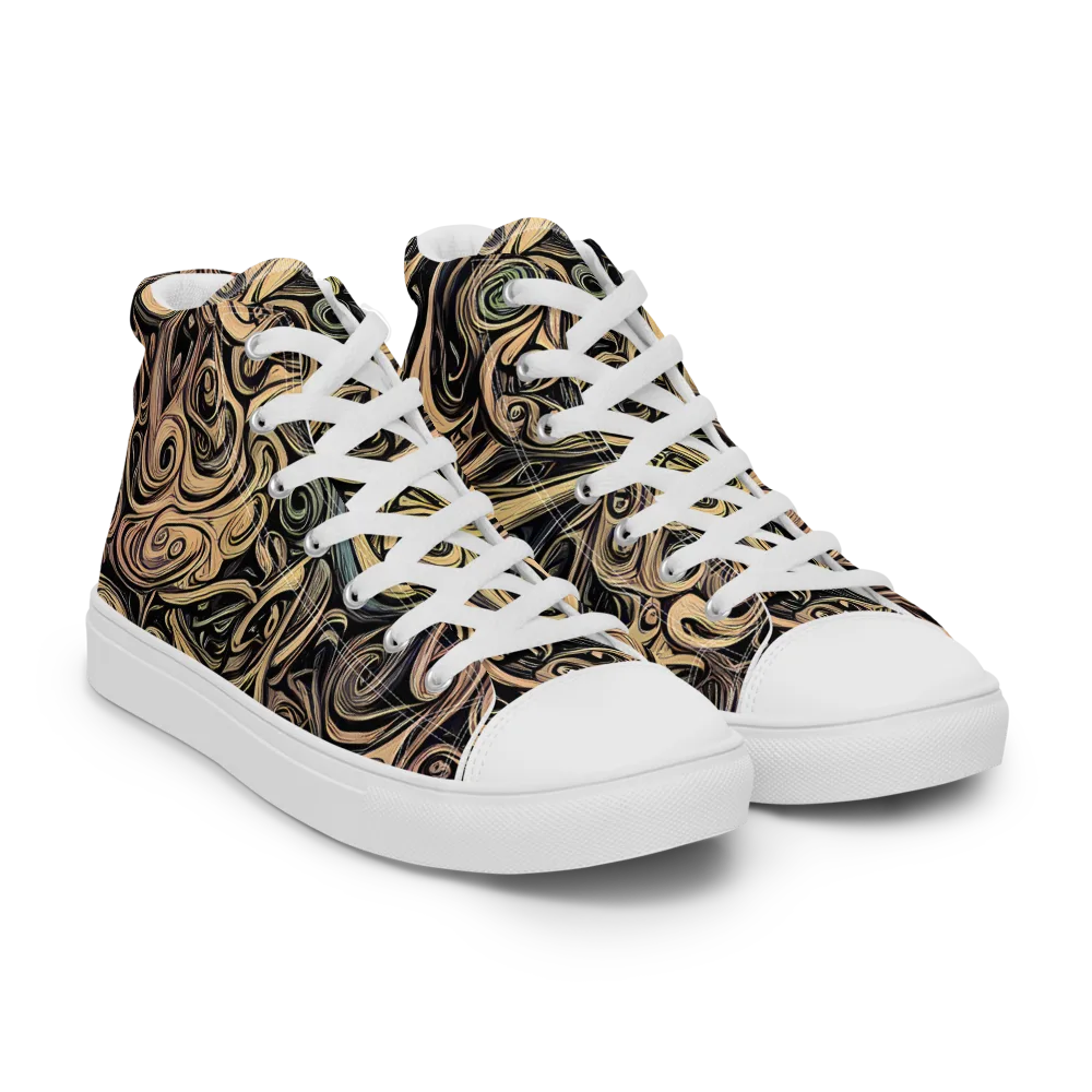 Gilded Whirl on Men's High Top Canvas Shoes — Right Front