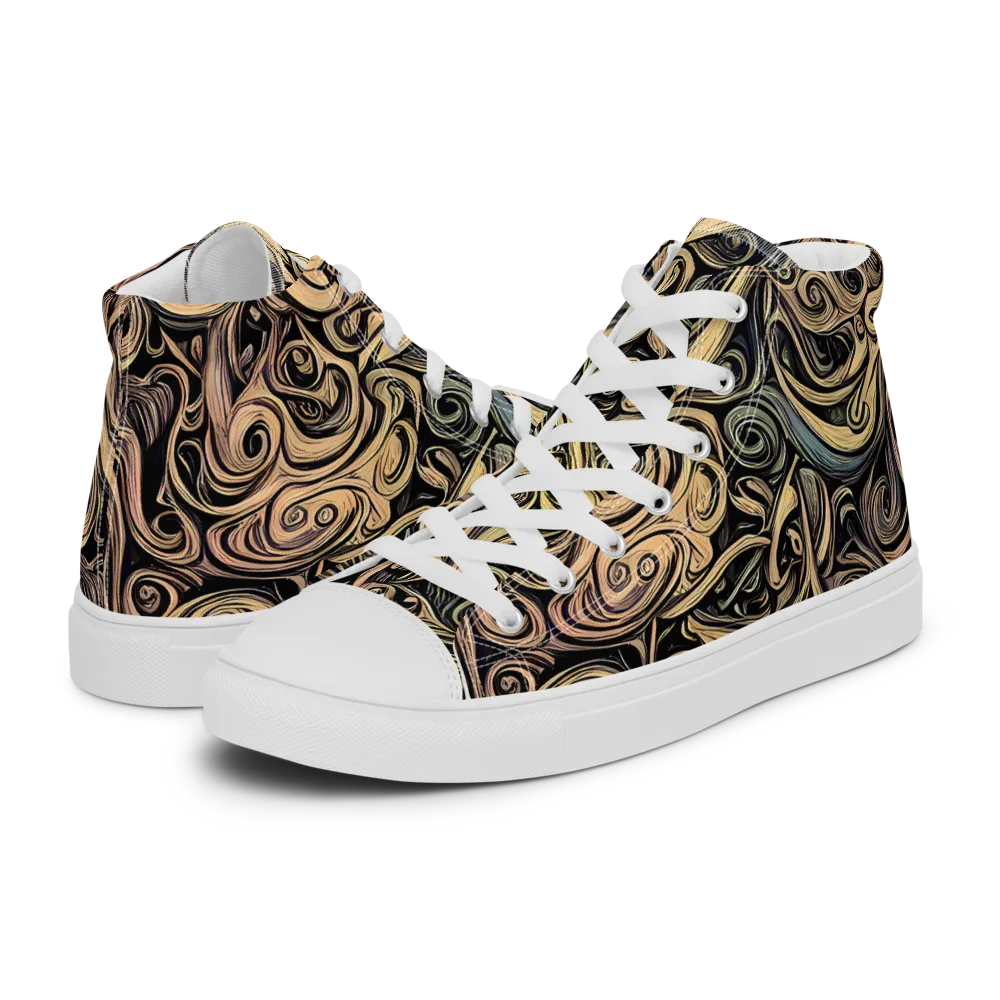 Gilded Whirl on Men's High Top Canvas Shoes — Left