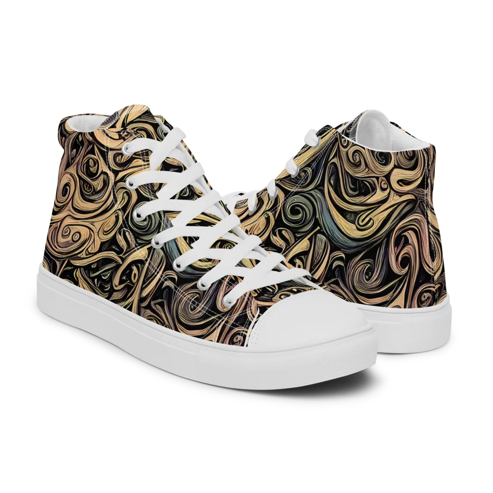Gilded Whirl on Men's High Top Canvas Shoes — Right