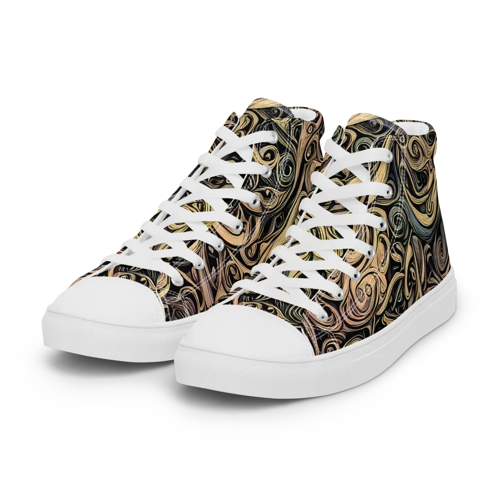 Gilded Whirl on Women's High Top Canvas Shoes — Left Front