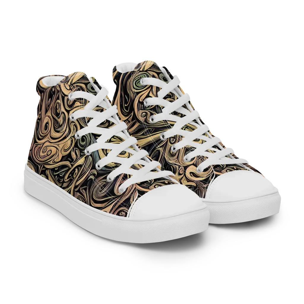 Gilded Whirl on Women's High Top Canvas Shoes — Right Front