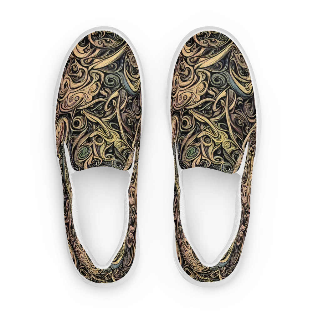 Gilded Whirl on Men's Slip-On Canvas Shoes — Front
