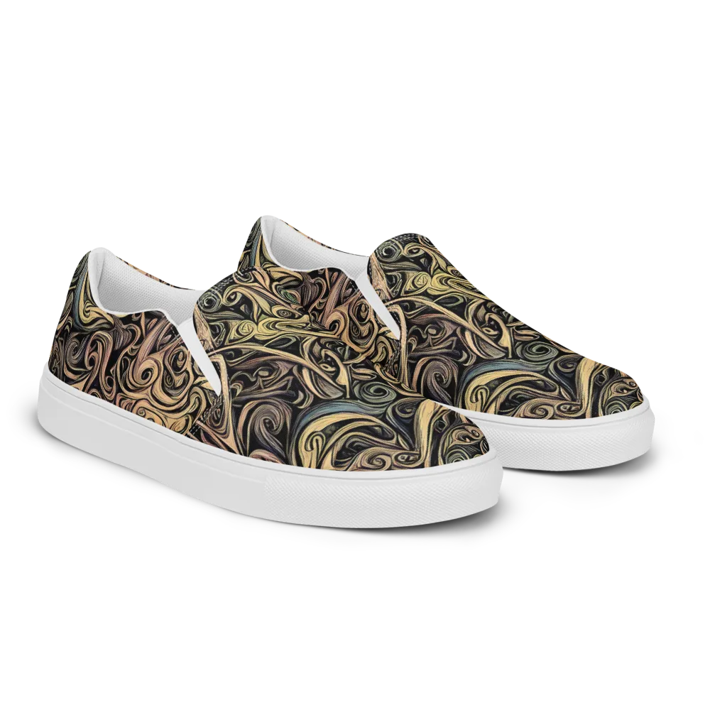 Gilded Whirl on Men's Slip-On Canvas Shoes — Right Front