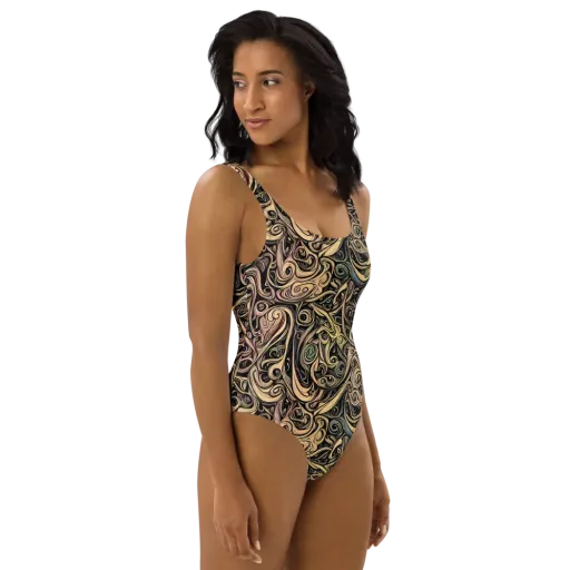 Gilded Whirl on a One-Piece Swimsuit
