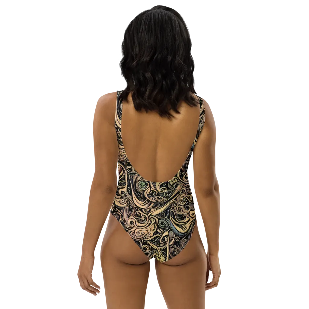 Gilded Whirl on One-Piece Swimsuit — Back