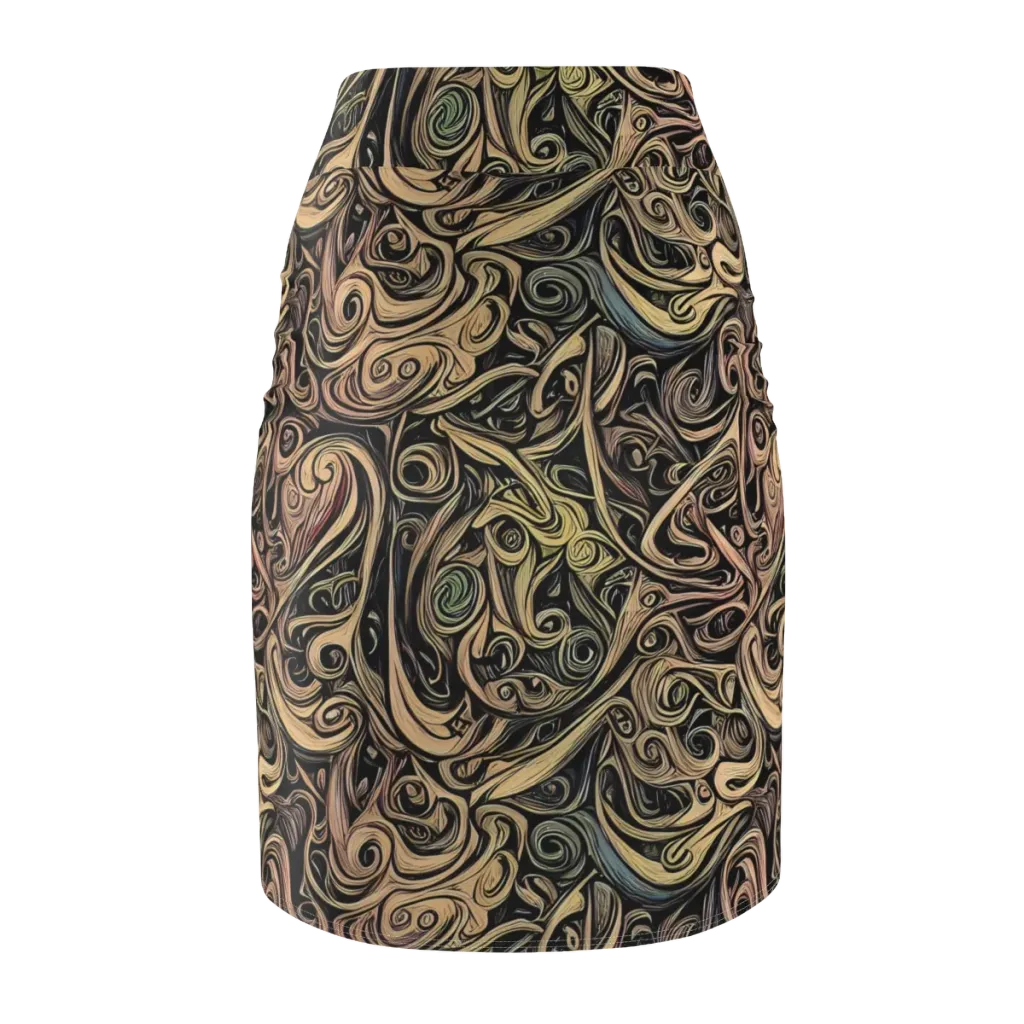 Gilded Whirl on Pencil Skirt — Back