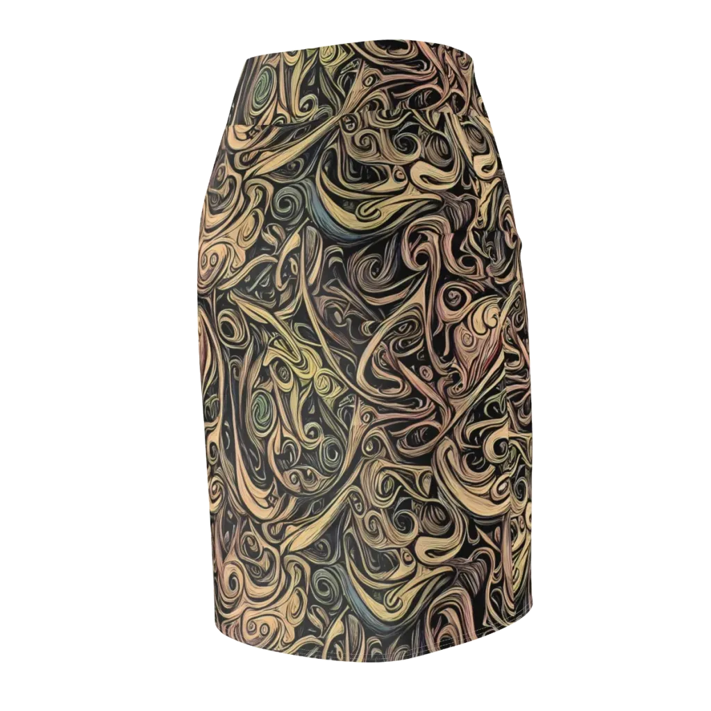 Gilded Whirl on Pencil Skirt — Back Side