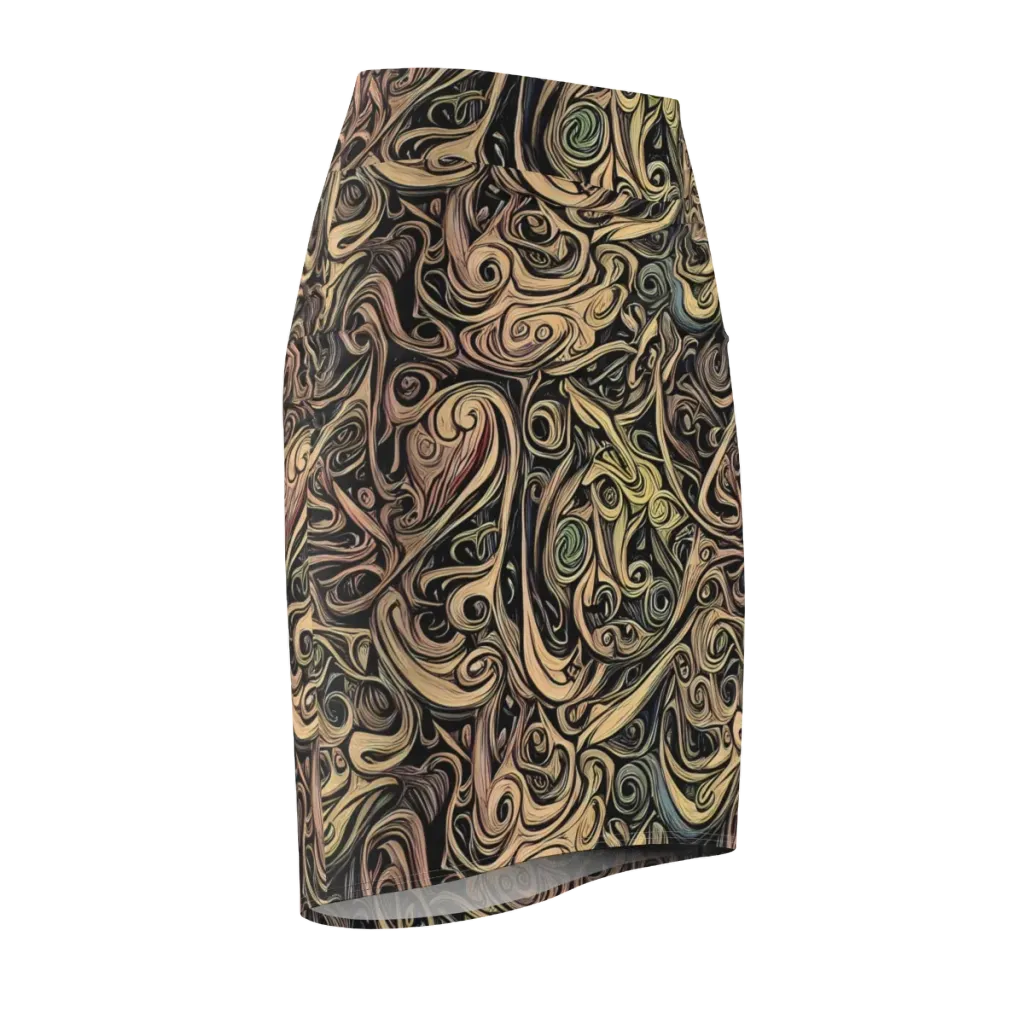 Gilded Whirl on Pencil Skirt — Front Side