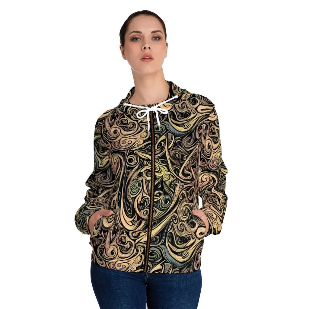 Gilded Whirl on Women's Full-Zip Hoodie — Front On Person