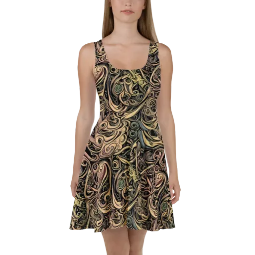 Gilded Whirl on a Skater Dress