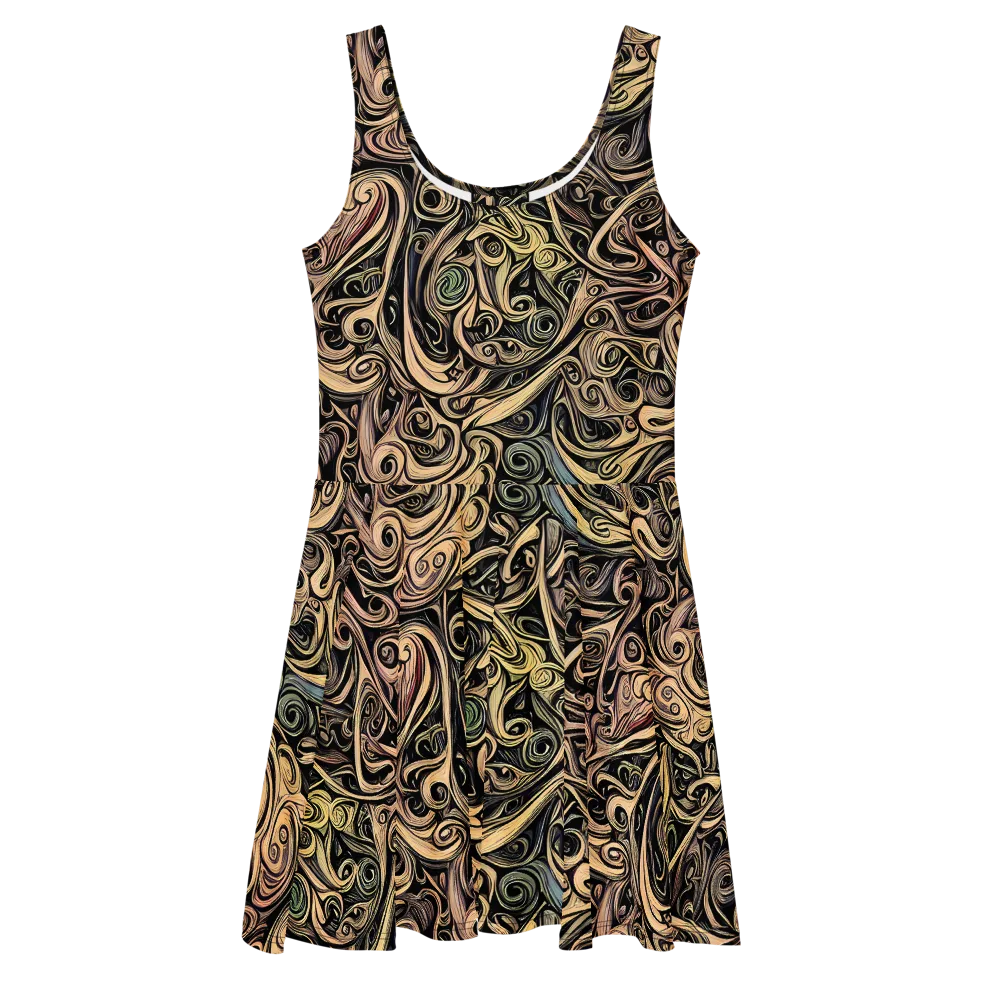 Gilded Whirl on Skater Dress — Front