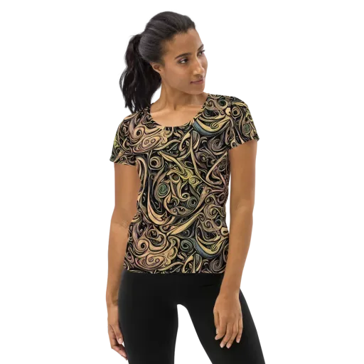 Gilded Whirl on a Women's Athletic T-Shirt