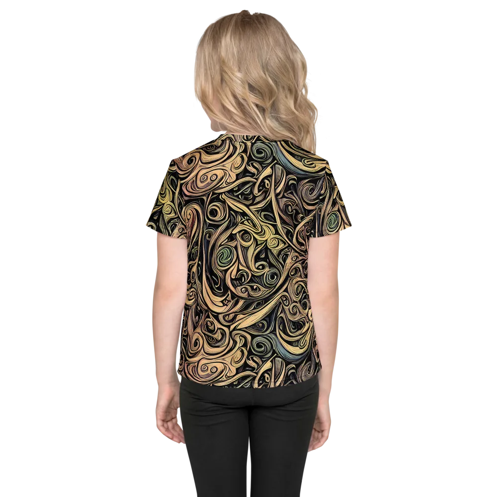 Gilded Whirl on Kids Crew Neck T-Shirt — Back