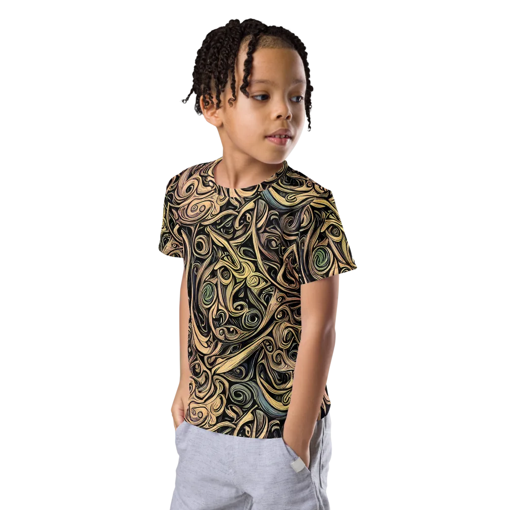 Gilded Whirl on Kids Crew Neck T-Shirt — Left Front