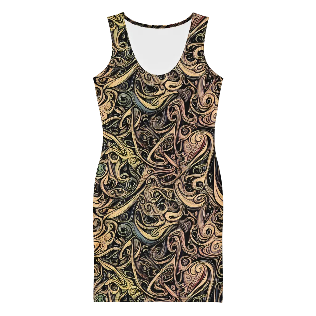 Gilded Whirl on Bodycon Dress — Front