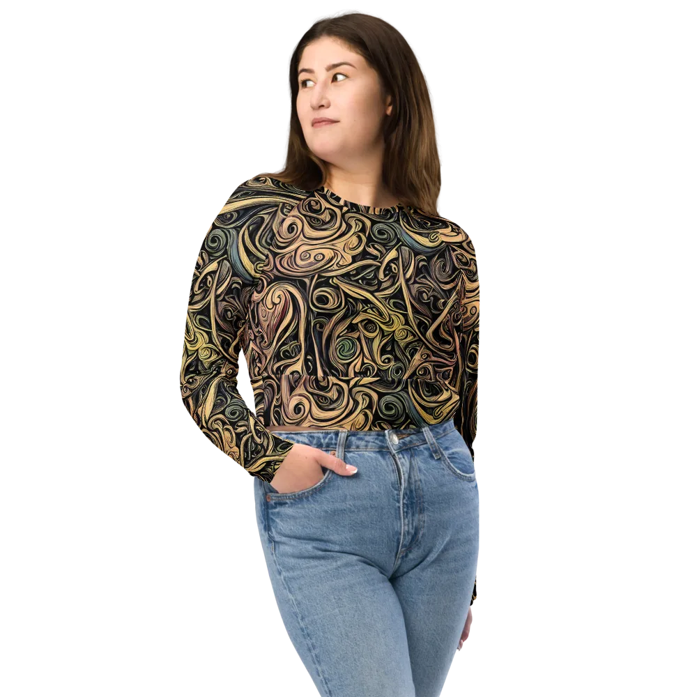 Gilded Whirl on Long Sleeve Crop Top — Front