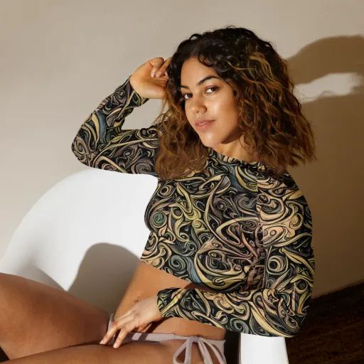 Gilded Whirl on a Long Sleeve Crop Top