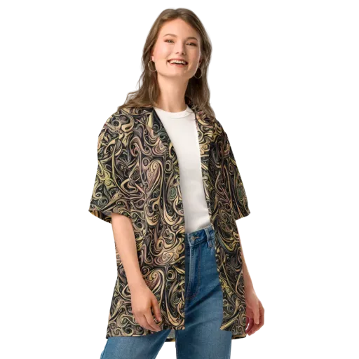 Gilded Whirl on a Button Shirt