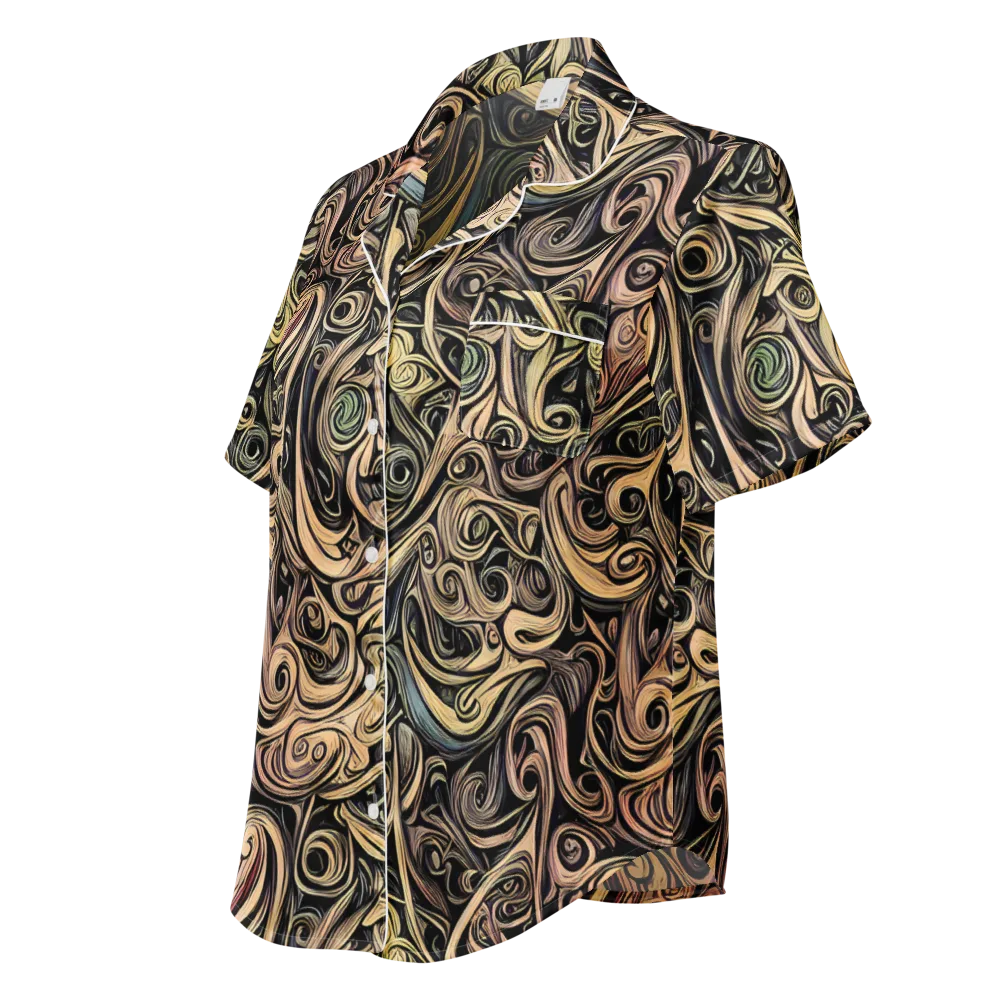 Gilded Whirl on Women's Short Sleeve Pajama Top — Left Front