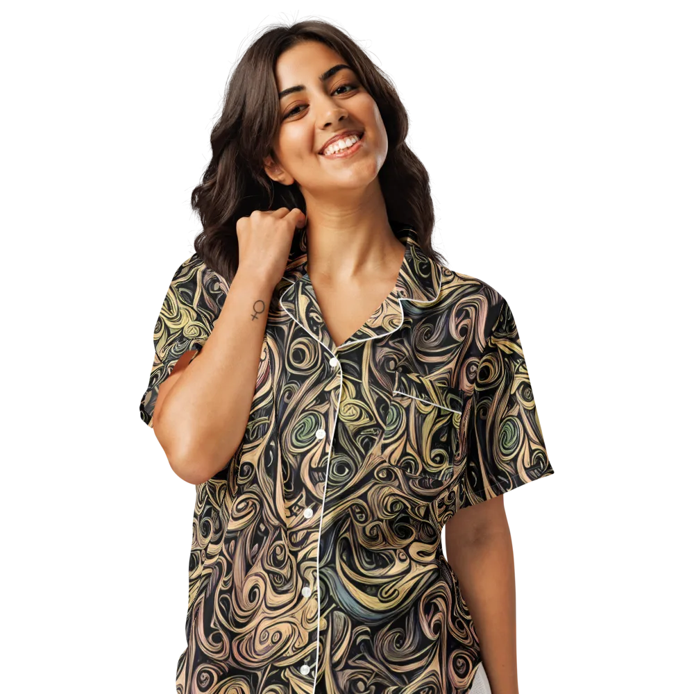 Gilded Whirl on Women's Short Sleeve Pajama Top — Front