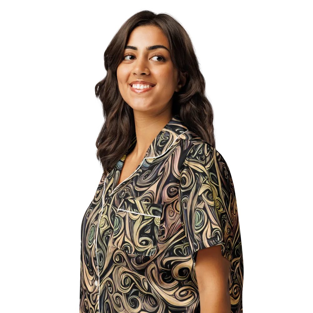 Gilded Whirl on Women's Short Sleeve Pajama Top — Left Front