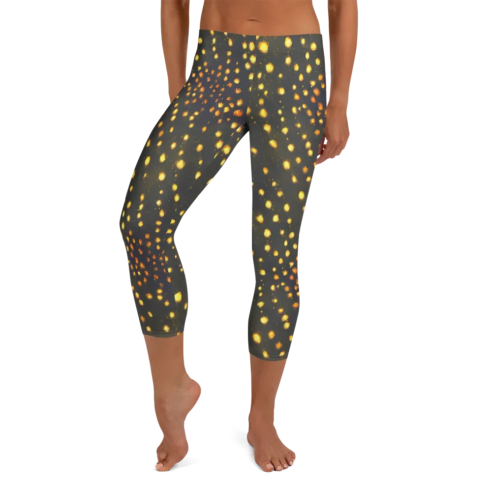 Golden Cinders on Capri Leggings — Front
