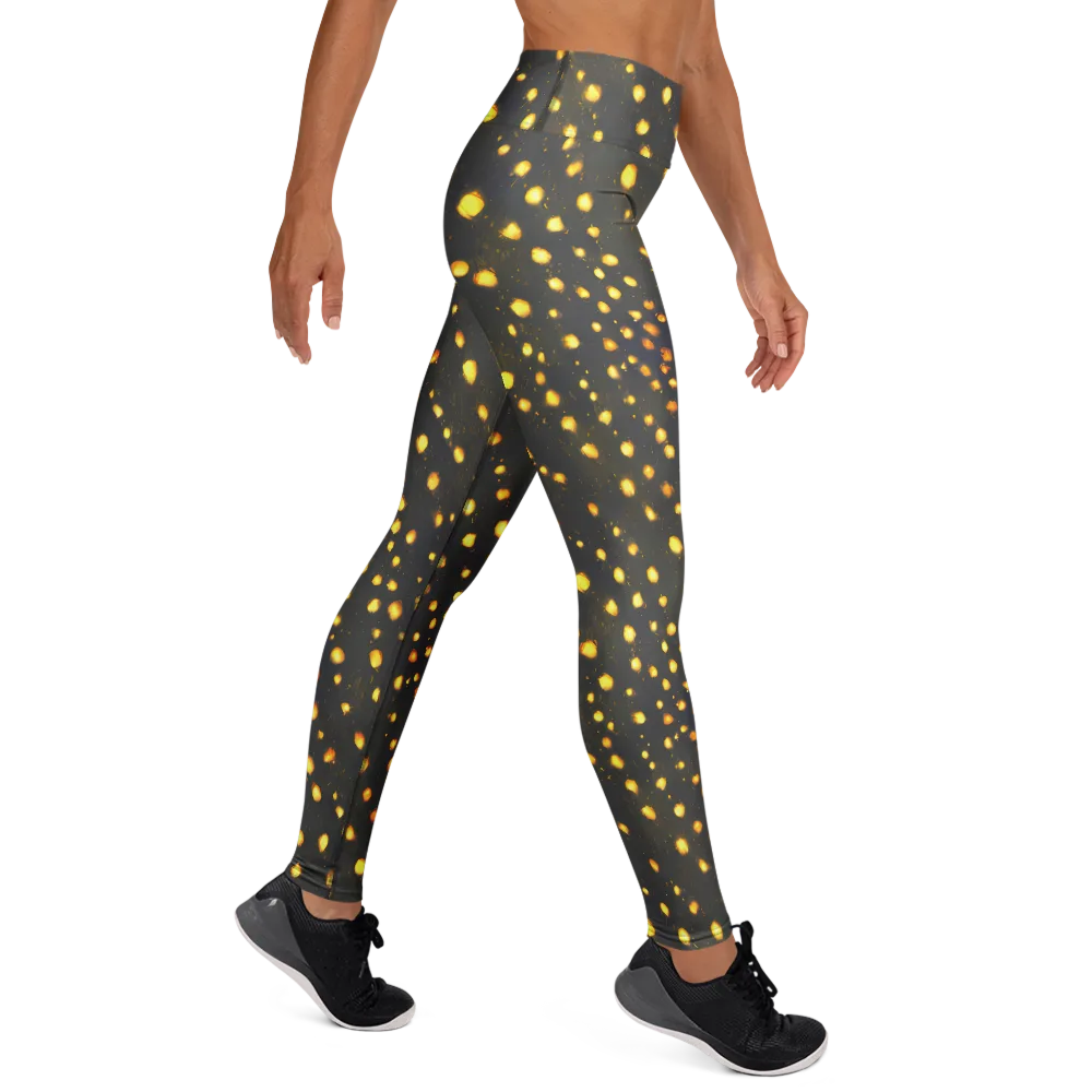 Golden Cinders on Yoga Leggings — Right