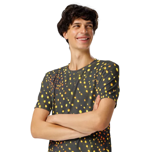Golden Cinders on a Men's Crew Neck T-Shirt