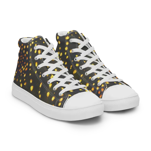 Golden Cinders on a Men's High Top Canvas Shoes