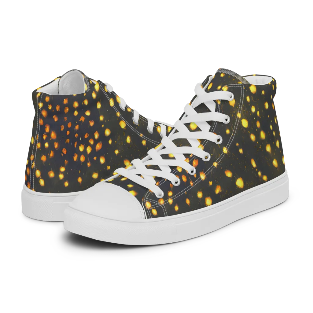 Golden Cinders on Men's High Top Canvas Shoes — Left