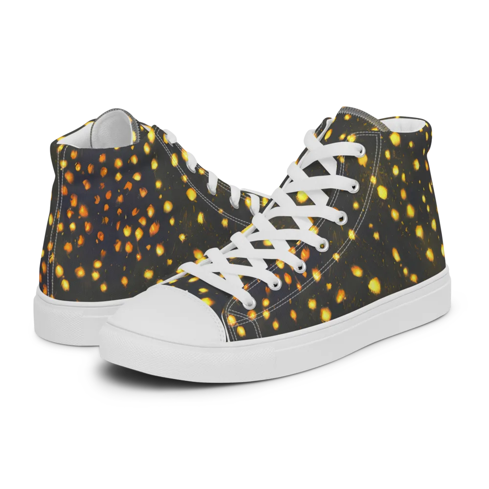 Golden Cinders on Women's High Top Canvas Shoes — Left