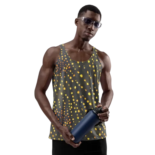 Golden Cinders on a Men's Tank Top
