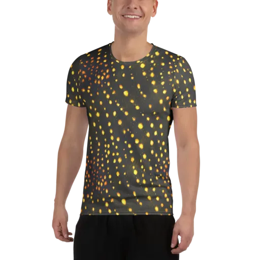 Golden Cinders on a Men's Athletic T-Shirt