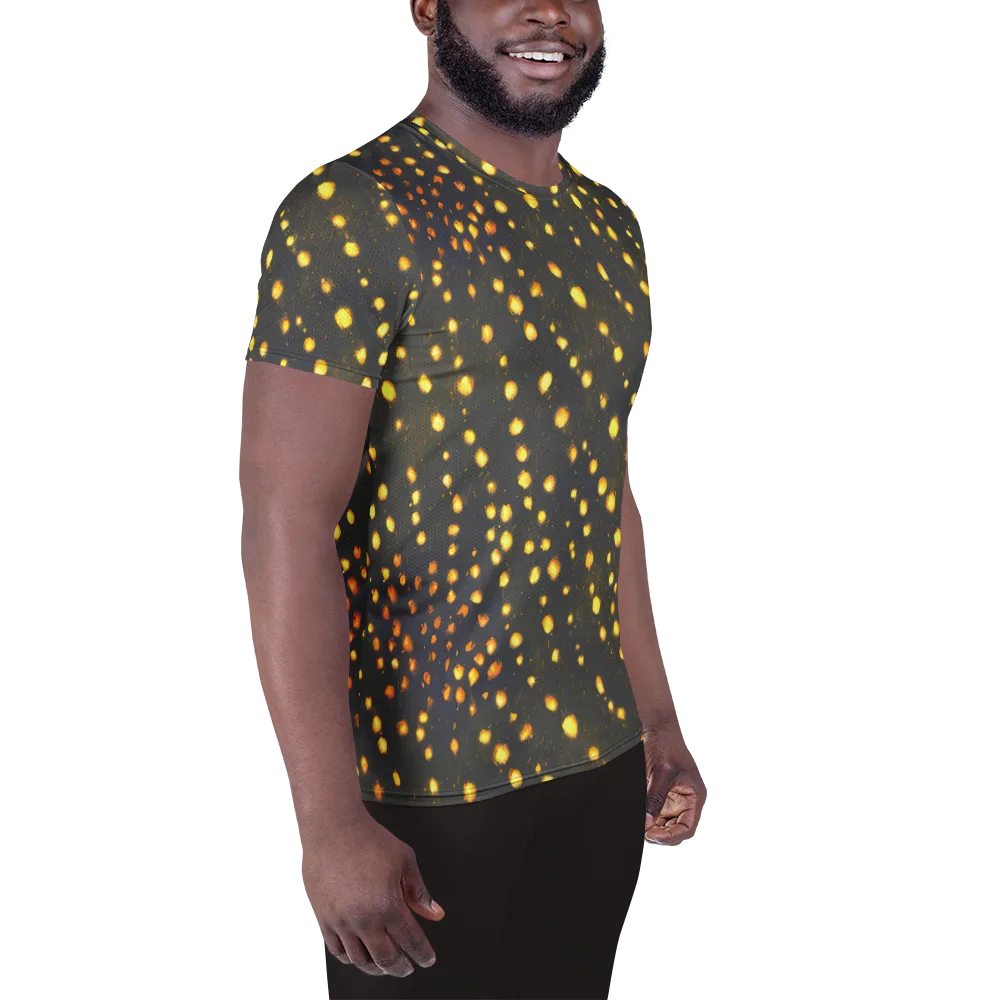 Golden Cinders on Men's Athletic T-Shirt — Right