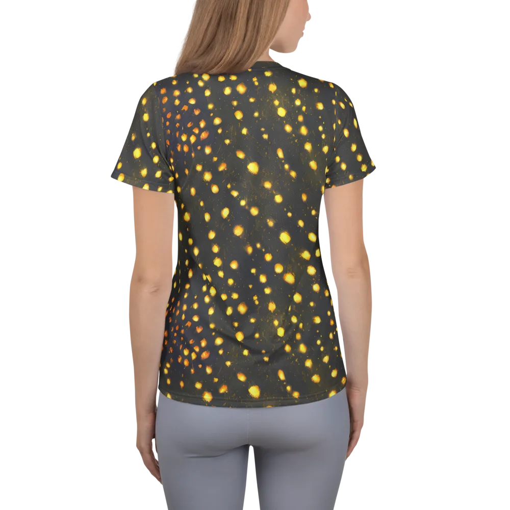 Golden Cinders on Women's Athletic T-Shirt — Back