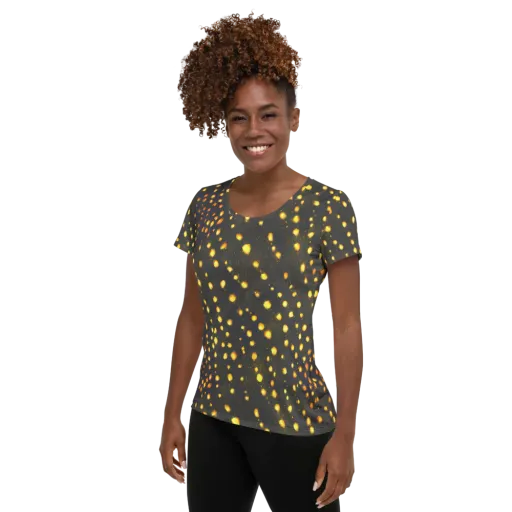 Golden Cinders on a Women's Athletic T-Shirt