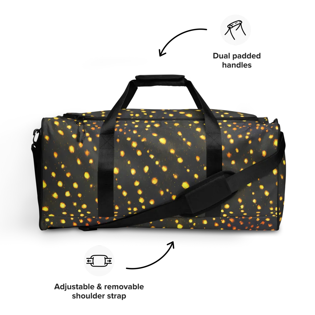 Golden Cinders on Duffle Bag — Front