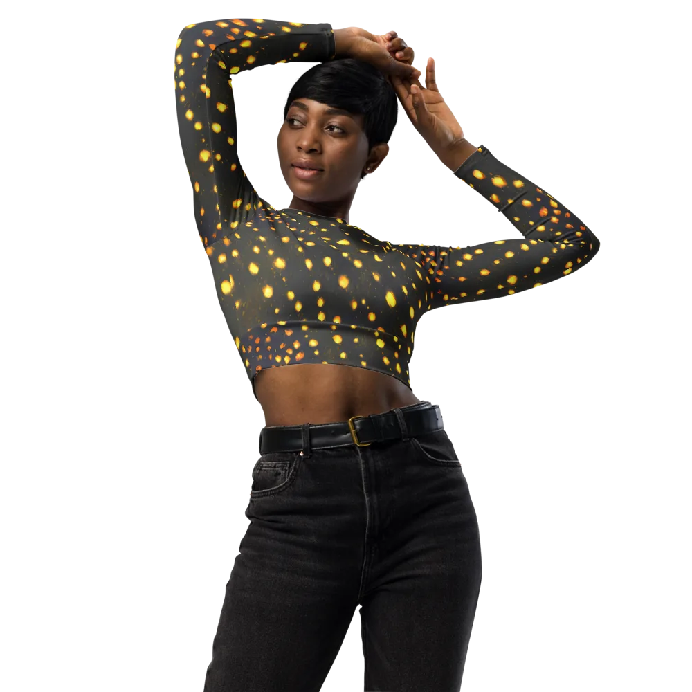 Golden Cinders on Long Sleeve Crop Top — Front