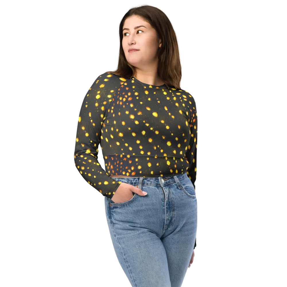 Golden Cinders on Long Sleeve Crop Top — Front