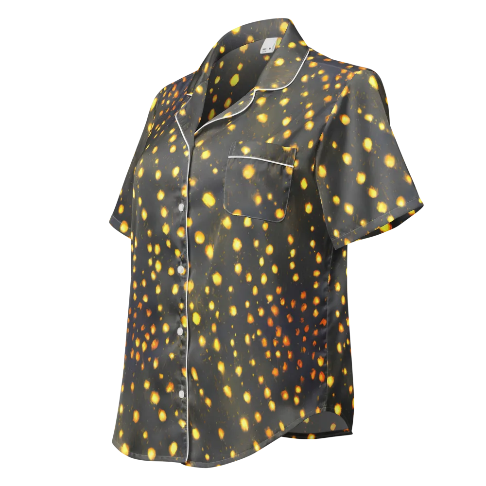 Golden Cinders on Women's Short Sleeve Pajama Top — Left Front