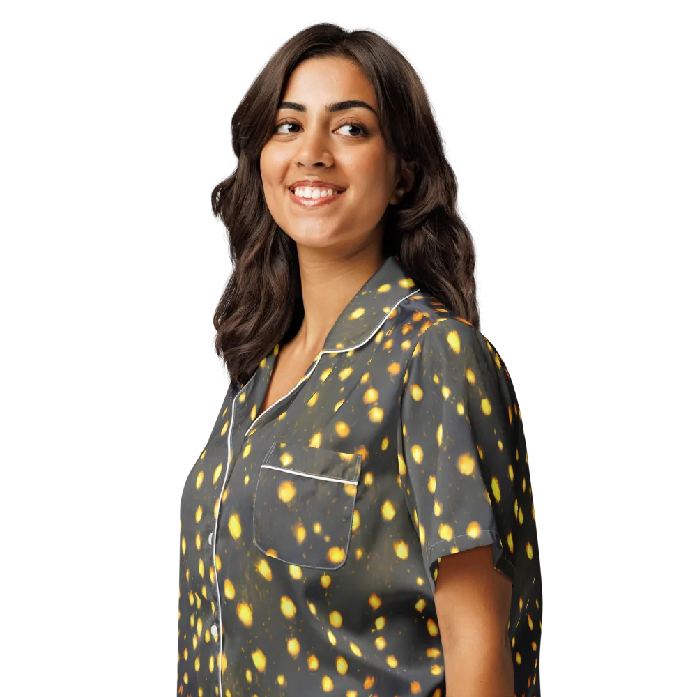 Golden Cinders on Women's Short Sleeve Pajama Top — Left Front