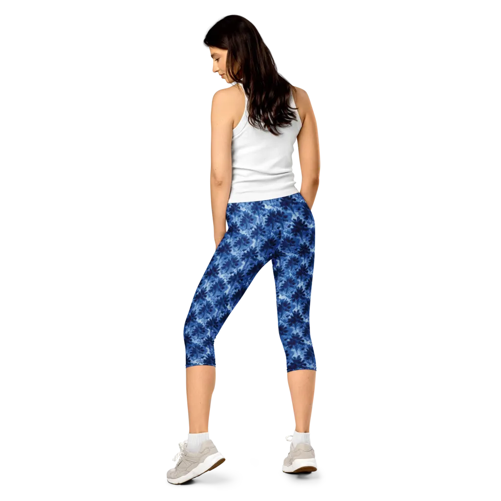 Indigo Meadow on Capri Leggings — Back