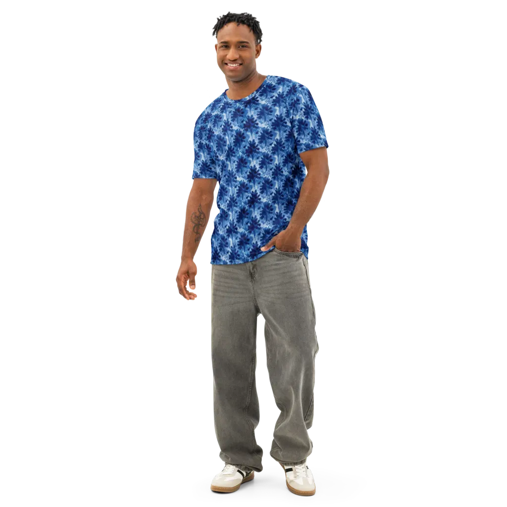 Indigo Meadow on Men's Cotton Crew Neck T-Shirt — Front