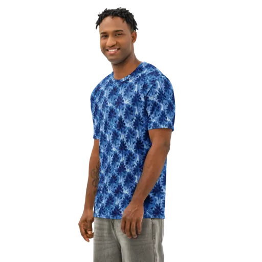 Indigo Meadow on a Men's Cotton Crew Neck T-Shirt