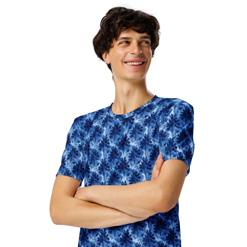 Indigo Meadow on Men's Crew Neck T-Shirt — Left Front
