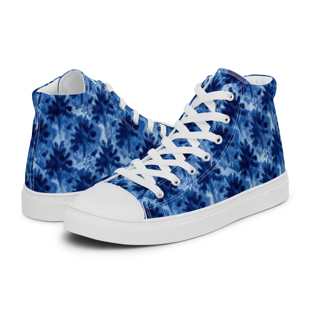 Indigo Meadow on Men's High Top Canvas Shoes — Left