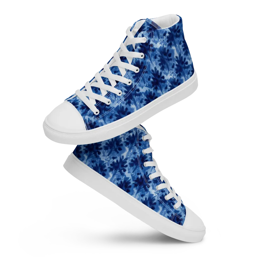 Indigo Meadow on Men's High Top Canvas Shoes — Front