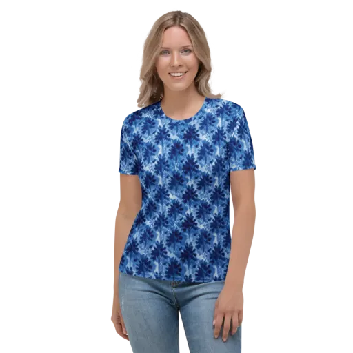 Indigo Meadow on a Women's Crew Neck T-Shirt