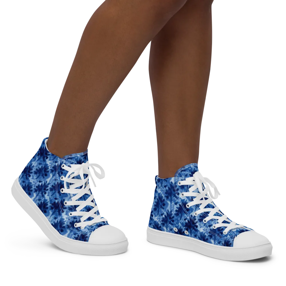 Indigo Meadow on Women's High Top Canvas Shoes — Right